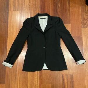 ZARA Puff Shoulder Black Blazer, Size S